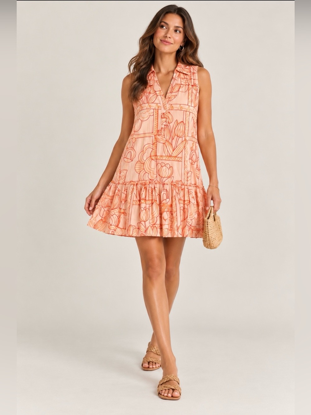 Adelyn Rae Floral Print Tiered Mini Dress Size S